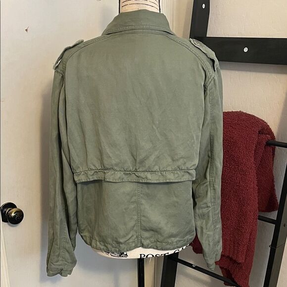 Rails Barclay Sage Green Linen Blend Double-Breasted Military Modern Jacket - Picture 12 of 16